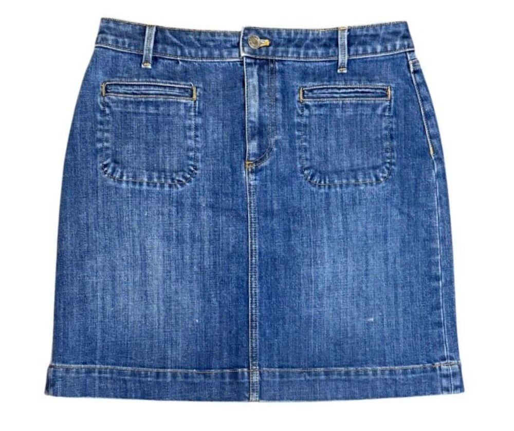 Talbots Denim Medium Wash Mini Skirt Sz. 6 Stretch
